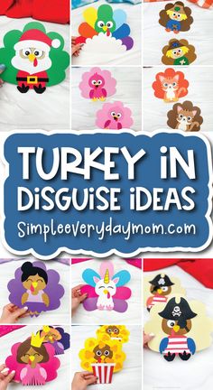 turkey in disguise ideas for kids to make with paper plates and other crafts that are also made out of construction paper