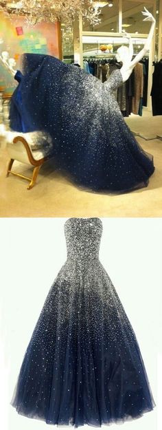 Best Ball Gown Strapless Floor Length Tulle Navy Blue Prom/Evening Dress with Beading Navy Prom Dresses, Navy Blue Prom Dresses, Stil Boho, Sweetheart Prom Dress, Princess Ball Gowns, Dress Tulle, Tulle Ball Gown, فستان سهرة, Sweet 16 Dresses