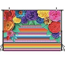 an image of colorful flowers on a striped background with black stands and backdrop for photography