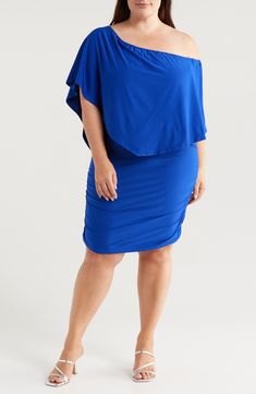 A set-as-you-like neckline and handkerchief-hem bodice add versatility to the allure of this body-con dress cut from slinky jersey. 34" length Slips on over head One-shoulder, off-the-shoulder or scoop neck Elbow-length sleeves 95% rayon, 5% spandex Machine wash, tumble dry Imported Summer Draped Stretch Bodycon Dress, Summer Draped 4-way Stretch Dress, Dresses Royal, Handkerchief Hem, Elbow Length Sleeve, Dress Cuts, Nordstrom Store, Nordstrom Dresses, New Shoes