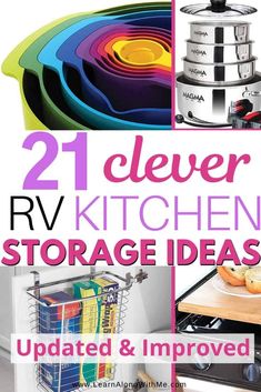 21 Clever RV Kitchen Organization Ideas to maximize your tiny space - Learn Along with Me Camper Cabinets, Kitchen Storage Organization Diy, Trailer Organization, Kitchen Organization Ideas, Kitchen Storage Ideas