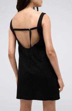 An open back brings breezy energy to this loose-hanging shift dress that has clean edges to elevate the vibe. Hidden back-zip closure Square neck Sleeveless Lined 95% polyester, 5% elastane Hand wash, dry flat Imported Sleek Black Sleeveless Mini Dress, Black Mini Dress With Keyhole Back, Black Knee-length Sleeveless Dress With Back Zipper, Shift V-neck Dress With Notched Neckline, Black Non-stretch Sleeveless Mini Dress, The Vibe, Nordstrom Store, Kenneth Cole, Nordstrom Dresses