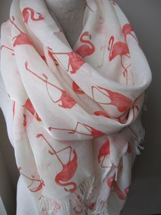 "Hello and thank you for stopping by at selectscarf This price includes 1 pc flamingo printed scarf ♥ Material: cotton linen blend lightweight gauze fabric ♥ Care: Hand wash with liquid fabric softener LONG STYLE L70\" x W27\" (180 cm x 70 cm) INFINITY / CIRCLE / SNOOD STYLE double layer infinity scarf made out of one side solid ivory cotton other side flamingo print gauze linen Circumference63\" height 11\" (160cm x 28cm) ♥ Trending pink Flamingo, animal printed, christmas gift for her ♥ EXPRES Flamingo Animal, Liquid Fabric, Winter Accessories Fashion, Liquid Fabric Softener, Scarf Trends, Linen Scarf, Scarf Infinity, Free Scarf, Linen Scarves