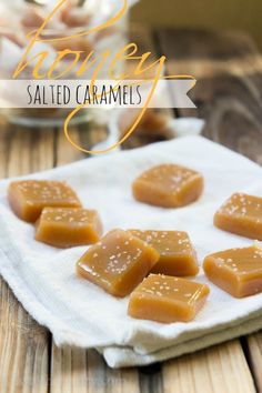 salted caramels on a napkin with text overlay