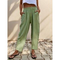 Season:Summer,Spring; Fabric:Faux Linen; Gender:Women's; Style:Casual,Basic; Elasticity:Inelastic; Occasion:Weekend,Daily Wear; Fit Type:Regular Fit; Function:Soft,Breathable; Waistline:High Waist; Pattern:Plain; Design:Elastic Waist,Pocket; Pants Type:Chinos,Wide Leg; Front page:FF; Listing Date:02/23/2024; Production mode:External procurement; Hips:; Length:; Waist:; Pants Length:Full Length Linen Pant, Cotton Linen Pants, Type Of Pants, Linen Pants, Fashion Pants, Cotton Linen, Womens Bottoms, Daily Wear, Elastic Waist