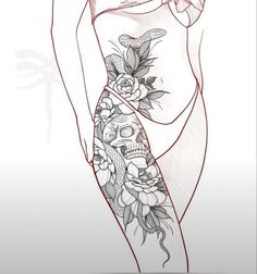 #follow #tattoos #tattooart #tattooideas #blogging #blogger #blog Plus Size Side Tattoo, Leg To Stomach Tattoo, Back Tattoo Connected To Thigh, Leg Tattoo Ideas Female Meaningful, Skull Spine Tattoos For Women, Tattoo Inspo Women Sleeve, Upper Thigh Sleeve Tattoo Women, Side And Thigh Tattoos Women, Large Hip Tattoos Women