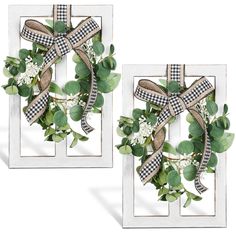 PRICES MAY VARY. Reliable to Decorate: this window wall decor is made of wood, strong and hard to break or deform, you can confidently hang it on the wall, the artificial green leaf wreath is made of plastic and ribbon, not easy to fade or tear, can decorate your wall for a long time Decorate As You Like: there are serrated hooks at the back of the wooden window decor for easy installation; The wood farmhouse wall decor with wreaths can be hung in your living room, dining room, bedroom, kitchen, Rustic Farmhouse Decor Living Room, Farmhouse Bedroom Wall Decor, Wood Window Frame, Bow Wood, Wooden Window Frames, Window Wall Decor, Wood Window, Wood Wreath, Wall Decor Wood