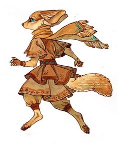 a drawing of a fox with wings on its back