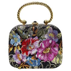 Judith Leiber Swarovski Crystal Flower Motif Evening Bag For Sale at 1stDibs | judith leiber bags sale, judith leiber purses, judith leiber phone purse Judith Leiber Handbags, Judith Leiber Bags, Fancy Purses, Crystal Purse, Gold Chanel, Rounded Square, Couture Handbags, Best Handbags, Flower Motif