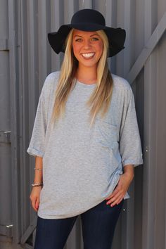 Boyfriend lightweight knit oversized pocket tee. Floppy Hat, Tank Tops