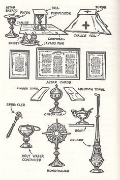 an old book with different types of items and names on it, including lamps, vases, bookshelves, etc