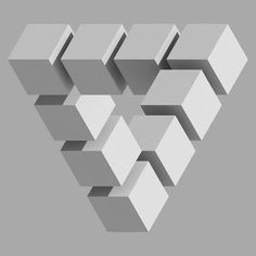 several cubes are arranged in the shape of an arrow on a gray background stock photo