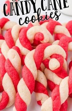 some red and white candy cane cookies on a plate with the words old fashioned candy cane cookies