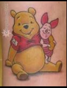 winnie the pooh and piglet tattoo on leg