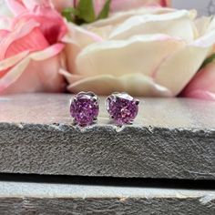 🐣. Offer Xtras! Pink Sapphire Earrings, Round Brilliant Stud Earrings, 1.00ctw. Earrings, Birthstone Earrings, 14K White Gold, #6435 for $209.00 #WeddingGift #HolidayGift #EngagementGift #BridalGift #AnniversaryGift #TravelJewelry #LadiesEarrings #PinkSapphireStuds #BirthdayGift #SapphireEarrings Pink Brilliant Cut Earrings In Fine Jewelry Style, Classic Pink Sterling Silver Earrings, Pink Diamond Earrings With Prong Setting For Gift, Classic Pink Gemstone Earrings, Classic Pink Earrings For Anniversary, Pink Diamond Earrings With Prong Setting, Pink Diamond Earrings With Prong Setting For Anniversary, Pink Diamond Gemstone Earrings For Anniversary, Pink Prong Set Earrings For Anniversary