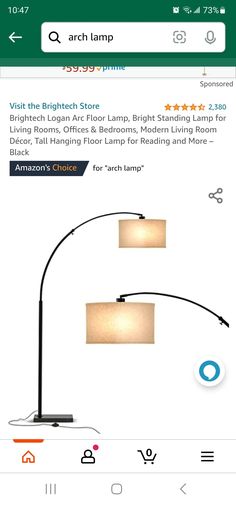 a lamp that is on top of a table with the light turned on and off