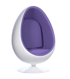 the egg chair is white and purple in color