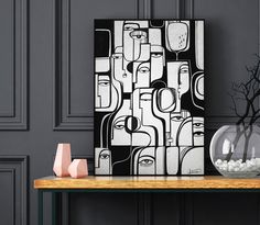 Synchronicity - large Cubist abstract, fine art print on paper(Unframed) Modern, Cubist style faces in bold black and white, superimposed forms and flowing lines. come together to make a statement in this unique, one of a kind art print that adds a modern day, vintage glamor to your decor.  Stemming from the intersection of earth, sky and the sun, this dramatic, contemporary art print is eloquent in its expression and organic in its interpretation. This one of a kind abstract art is symbolic of Abstract Expressionist Art, Cubist Art, Seni Vintage, Cubism Art, Kunst Inspiration, Expressionist Art, Modern Art Paintings, Simple Acrylic Paintings, Art And Illustration