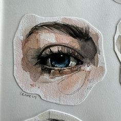 a drawing of an eye with blue eyes