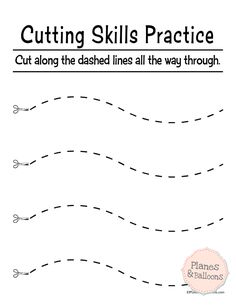 cutting skills worksheet for children to learn how to cut the lines and draw them