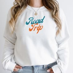 Road Trip Travel Shirt Road Trip Travel, Ghost Sweatshirt, Embroidered Crewneck, Sweatshirt Vintage, Fall Sweatshirt, Halloween Sweatshirt, Oversized Sweatshirt