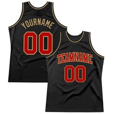 Custom Black Red-Old Gold Authentic Throwback Basketball Jersey Custom Basketball Jersey, Blue Football, Custom Basketball, Baseball Shirts, Basketball Jersey, Logo Color, Orange Black, Blue Brown, Unisex Fashion