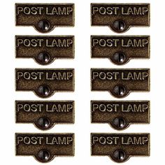 four post lamp signs are shown with the words post lamp on them