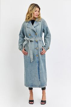 The Harley Denim Trench is the perfect addition to your wardrobe this season. The jacket features tortoise buttons and a belt for a cinched waist. Made from 100% cotton for a soft, breathable feel. Denim Trench Coat, Capri Blue, Jeans Jumpsuit, Cinched Waist, Skirt Top, The Streets, Toddler Outfits, Tortoise, Childrens Clothes