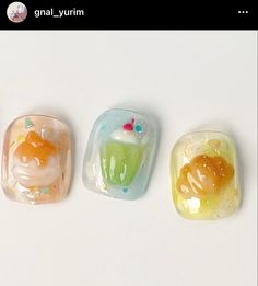 Pudding Nail Art, Sweets Nail Art, Dessert Nail Art, Pudding Nails, Dessert Nails, Food Nails, Chic Nail Art, Solid Color Nails, Colored Acrylic Nails