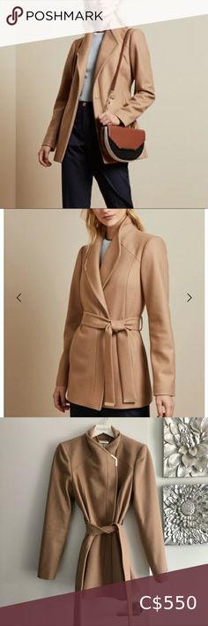 TED BAKER Drytaa Camel Short Belted Wool Wrap Coat Camel Shorts, Wool Wrap, Wrap Coat, Short Coat, Tie Belt, Waist Tie, Ted Baker