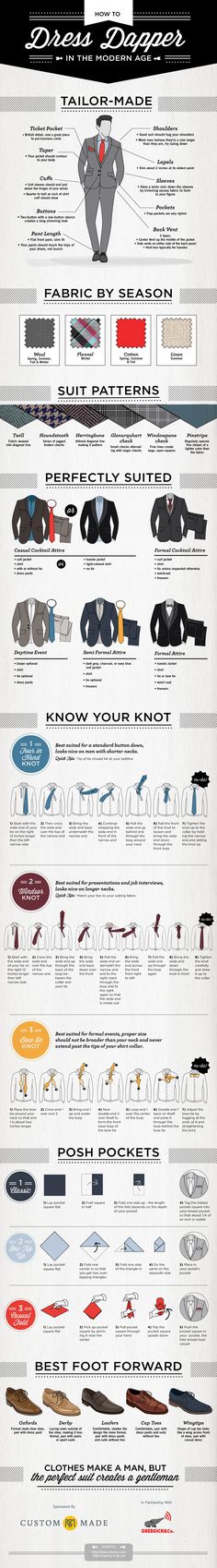 Men's Style: How to dress dapper in the modern age Infographic by CustomMade Gentleman Mode, Suit Dresses, Don Pedro, Dresses For Men, Sharp Dressed Man, Men Style Tips, Well Dressed Men, Dress For Success, Gentleman Style