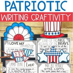 patriotic writing craftivity for kids and adults to practice their handwriting skills with the help of an adult