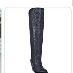 Color Is Black. Fast Shipping. Western Evening Boots With Round Toe, Western Style Leather Evening Boots, Western Black Knee-high Heeled Boots, Western Style Black Knee-high Boots Medium Width, Black Western Knee-high Boots Medium Width, Dan Post Boots, Dan Post, Shoes Brand, Over The Knee Boots