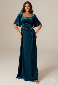 AW Eleanora Dress, Black Velvet Floor Length Square Neckline Bridesmaid Dresses | AW.Bridal Plus Size Green Velvet Dress, Quencinera Dresses, Velvet Maternity Dress, Quincenera Dresses, Unusual Dresses, Trendy Bridesmaids, Thanksgiving Dressing, Velvet Evening Dress, Emerald Green Velvet