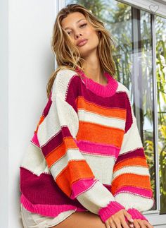 Bright and Colorful Oranges and Fuchsia Bright Color Sweater, Fall Orange Outfits, Bright Color Outfits, Bright Spring Outfits, Ice Land, 2023 Wardrobe, Nicole Fashion, Bright Colored Outfits, Earth Style