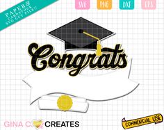 congratulations banner with graduation cap and scroll