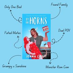 the book cover for by the horns with an image of a woman holding a cake