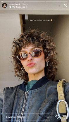 Short Womens Haircuts Curly, Female Curly Mullet, Curly Hair Short Mullet, Short Curly Hair 2024, 70s Perm, Mullet Curly Hairstyle Women, Curly Hair Alternative, Short Curly Wolf Cut With Bangs