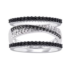 two tone black and white diamond ring