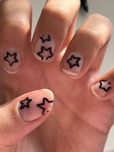 Paznokcie Hello Kitty, Stars Nails, Star Nail Designs, Mens Nails, Punk Nails, Cute Simple Nails, Smink Inspiration, Grunge Nails, Pretty Gel Nails