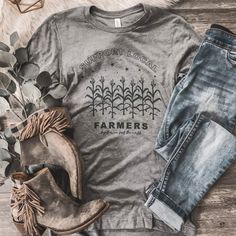 Shipping from the US. Easy 30 day return policy, 100% cotton, Double-needle neck, sleeves and hem; Roomy Unisex Fit. Farm Shirts, Support Local Farmers, Farm Clothes, Fringe Booties, Cardigan Casual, Denim Wear, Small Town Girl, Tees For Women, Support Local