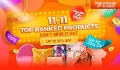 an advertisement for the top ranked products sale is displayed in front of bright colored background