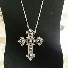 16 In. Rope Chain, 3 1/4 In. Beautiful Cross, Excuss My Hand, But I Was Trying To Get That Perfect Picture So You Can See It's True Beauty. Ornate Silver Cross Pendant Necklace, Ornate Silver Cross Necklace, Antique Metal Cross Necklace, Beautiful Cross, Rope Chain, True Beauty, Picture Perfect, Womens Jewelry Necklace, Cross Necklace