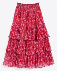 Tiered Midi Skirt in Garden Mum Floral Tulle Skirt, Garden Mum, Week Outfits, Maxi Outfits, Tiered Midi Skirt, How To Dress A Bed, Pull Over Sweater, Tiered Skirts, Funky Outfits