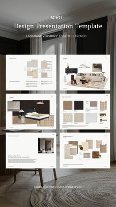 templates for interior designers project presentation, mood board, concept board and material boards Interior Design Visual Presentation, Design Presentation Layout, Drawing Styles, The Bigger Picture