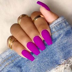 True Embellishments for Your Coffin Nails ★ Ballerina Style Nails, Super Nails, Summer Nails Colors, Summer Nail, Purple Nails, Matte Nails, Gorgeous Nails