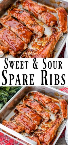 sweet and sour spare ribs in a baking pan