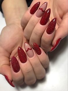 Md Nails, February Nails, Xmas Nails, Nail Art Ideas, Valentine's Day Nails, Valentines Nails, Nude Nails, Almond Nails, Winter Nails