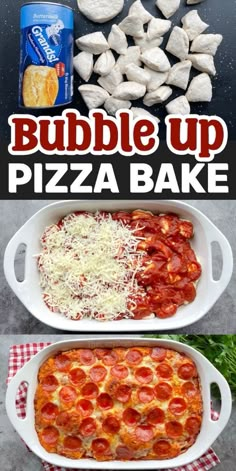 bubble up pizza bake with cheese and pepperoni