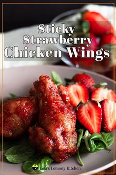 the cover of sticky strawberry chicken wings